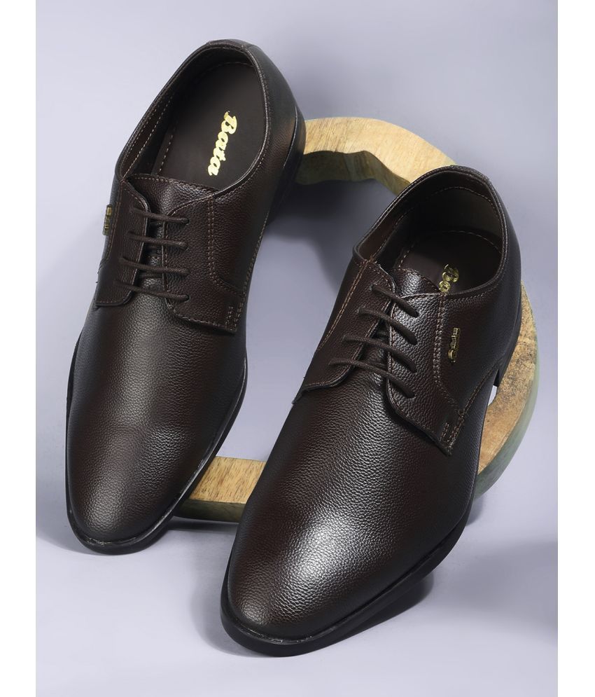     			Bata Brown Men's Derby Formal Shoes