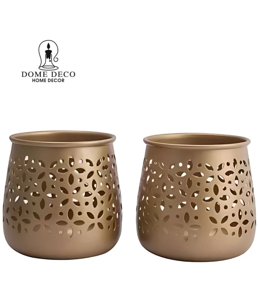     			DOME DECO Gold Table Top Metal Tea Light Holder - Pack of 2