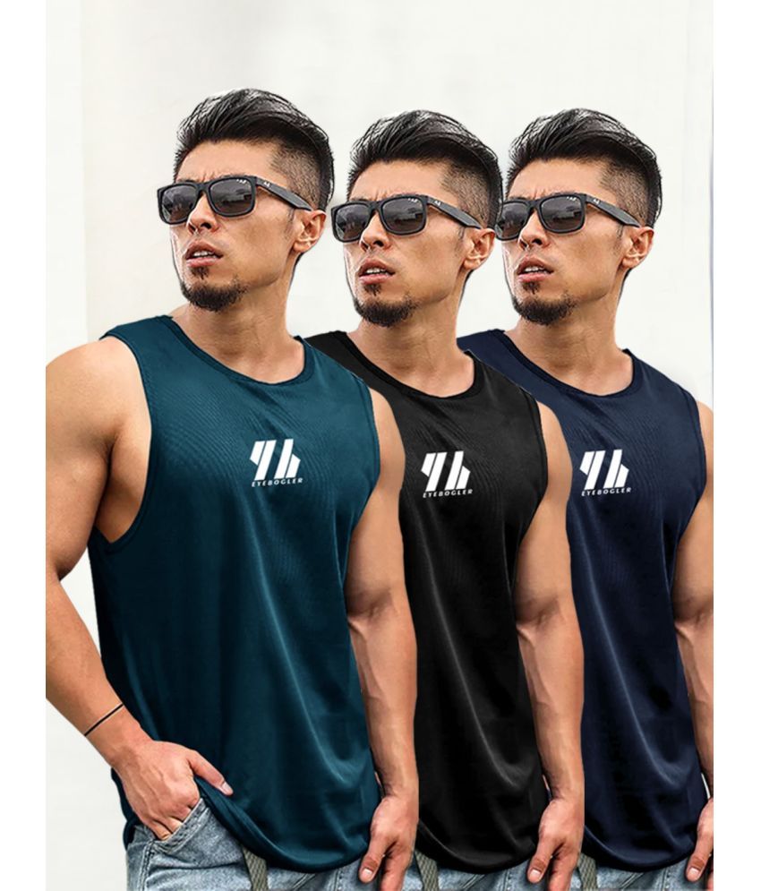     			HISCRAVES Pack of 3 Cotton Blend Gym Vest For Men ( Multicolor )