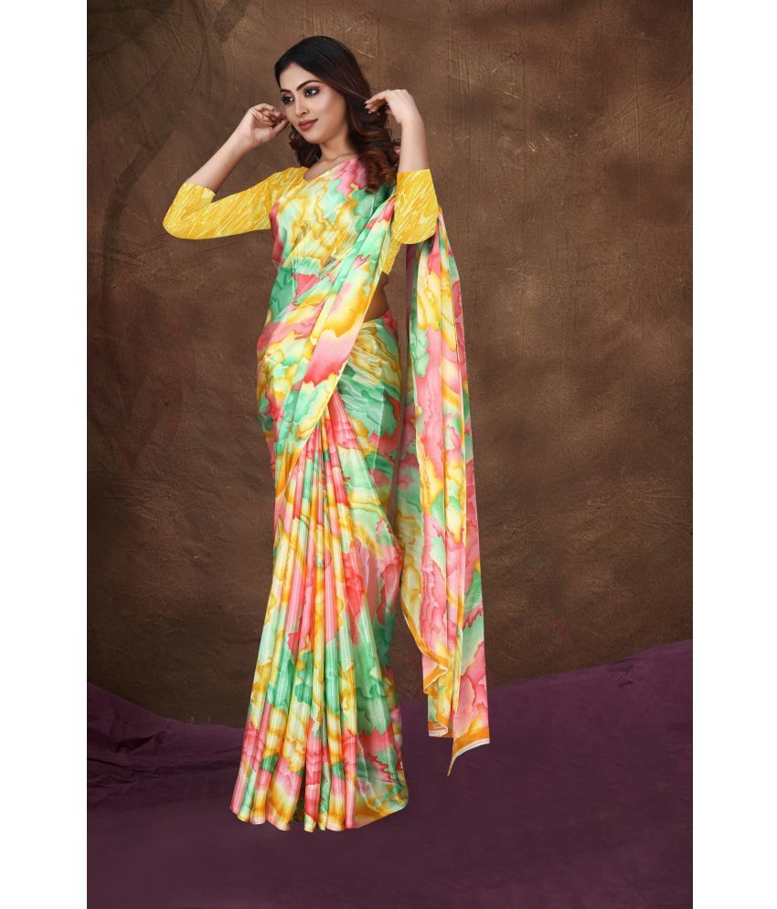     			JIHANA FAB Pack of 1 Chiffon Printed Saree With Blouse Piece ( Yellow )