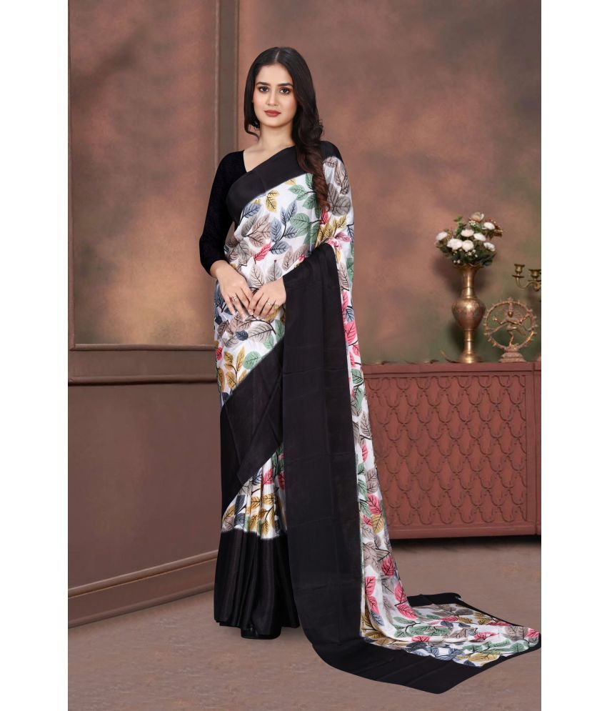     			JIHANA FAB Pack of 1 Georgette Printed Saree With Blouse Piece ( Black )