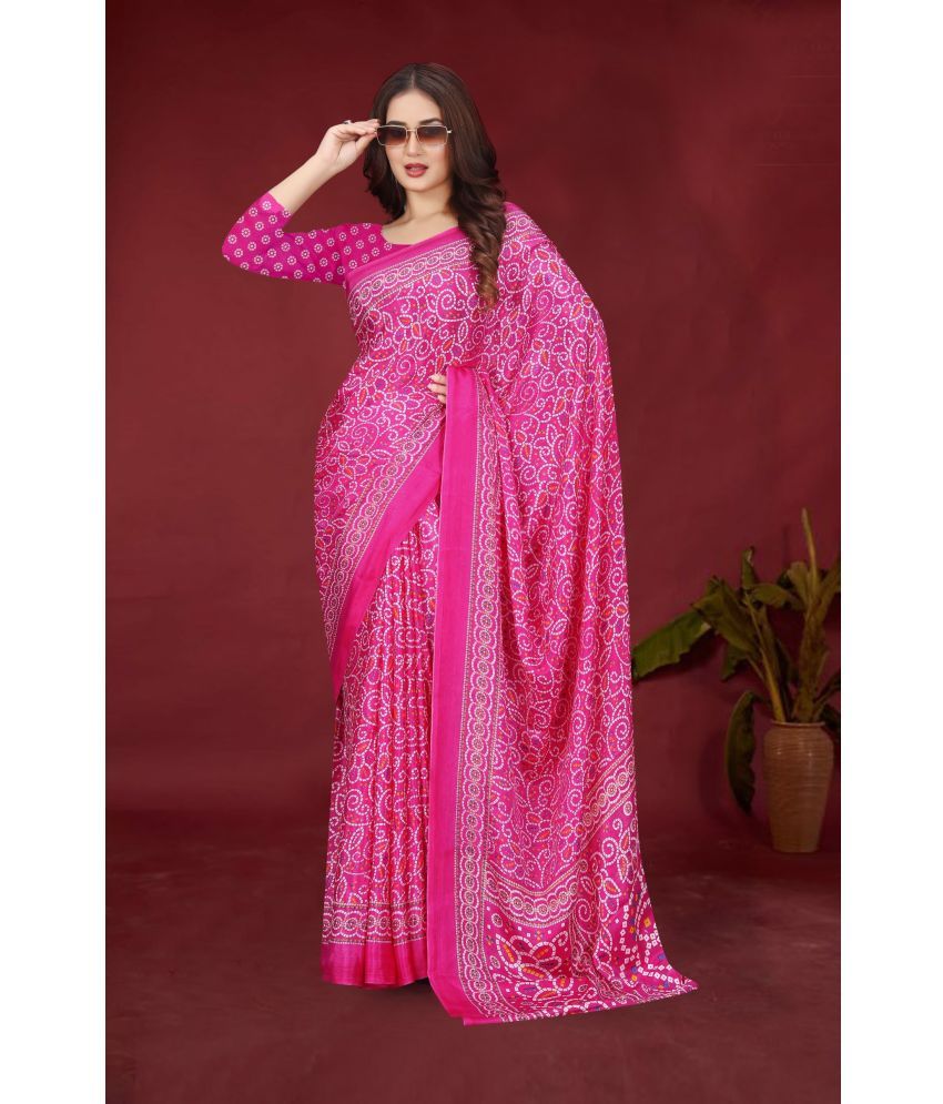     			JIHANA FAB Pack of 1 Chiffon Printed Saree With Blouse Piece ( Pink )