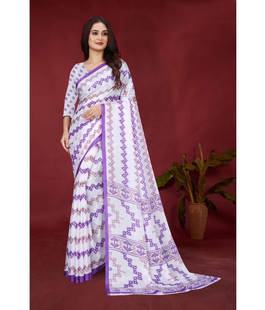     			JIHANA FAB Pack of 1 Chiffon Printed Saree With Blouse Piece ( Purple )