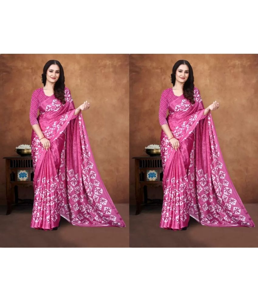     			JIHANA FAB Pack of 2 Georgette Printed Saree With Blouse Piece ( Pink )