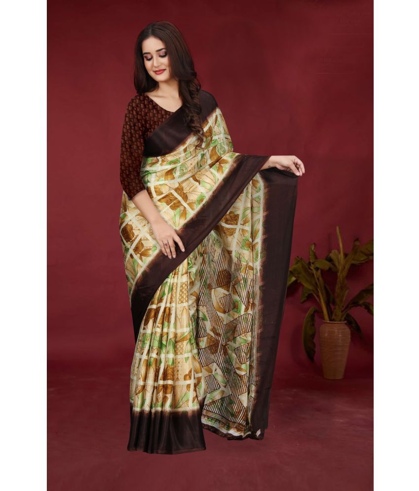     			JIHANA FAB Pack of 2 Chiffon Printed Saree With Blouse Piece ( Brown )