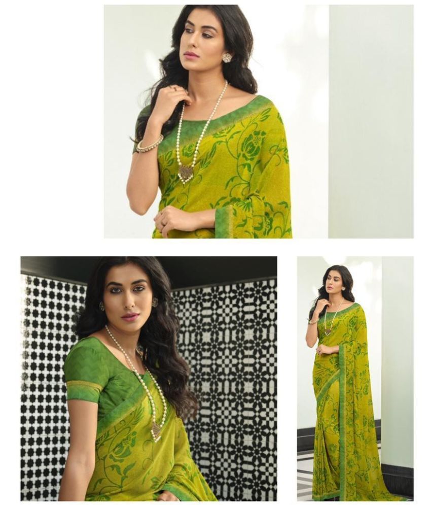     			PHORIA STYLE Pack of 1 Georgette Printed Saree With Blouse Piece ( Light Green )