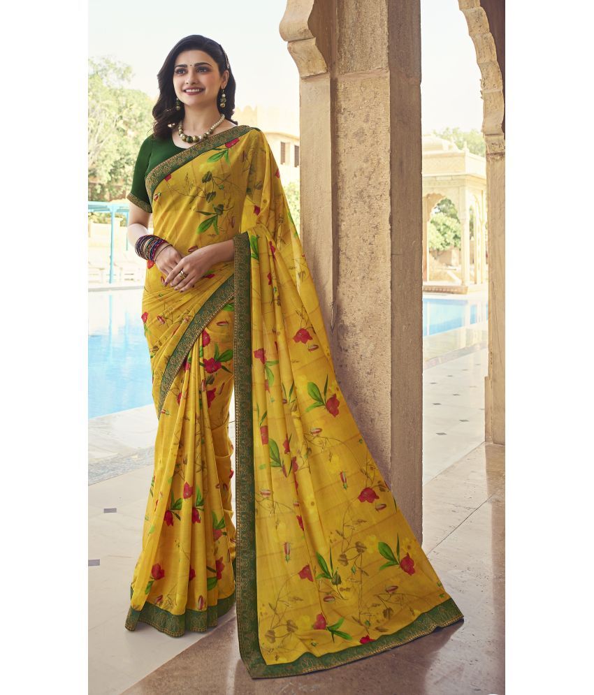     			PHORIA STYLE Pack of 1 Georgette Printed Saree With Blouse Piece ( Green )