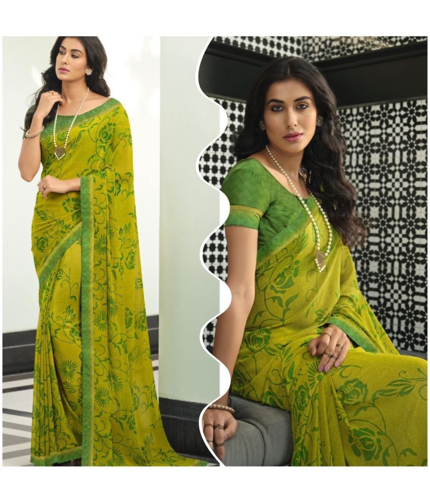     			PHORIA STYLE Pack of 1 Georgette Embroidered Saree With Blouse Piece ( Light Green )