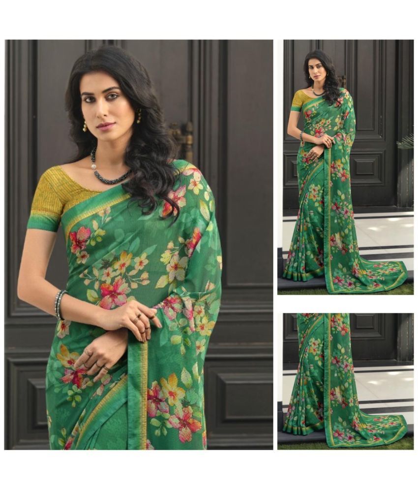     			PHORIA STYLE Pack of 1 Georgette Printed Saree With Blouse Piece ( Light Green )