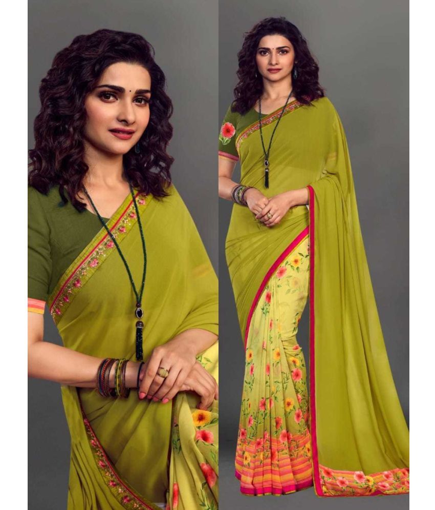     			PHORIA STYLE Pack of 1 Georgette Printed Saree With Blouse Piece ( Light Green )