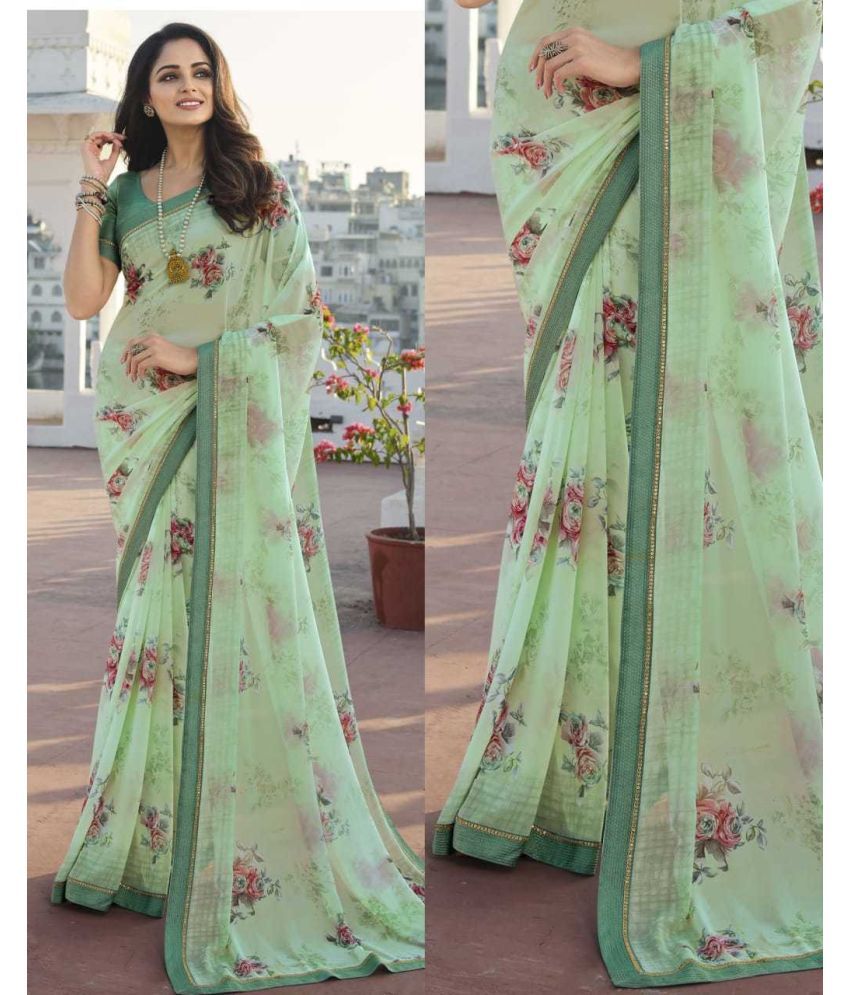     			PHORIA STYLE Pack of 1 Georgette Printed Saree With Blouse Piece ( Light Green )