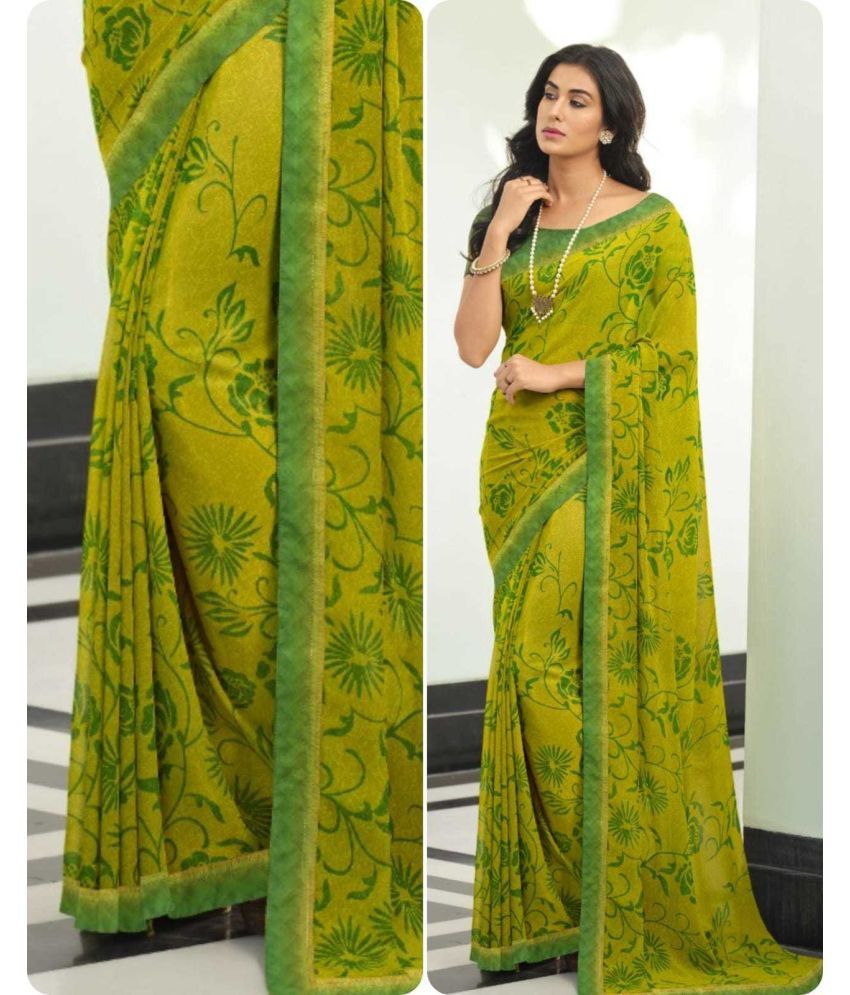     			PHORIA STYLE Pack of 1 Georgette Printed Saree With Blouse Piece ( Light Green )