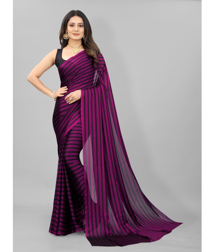     			PHORIA STYLE Pack of 1 Georgette Striped Saree With Blouse Piece ( Purple )