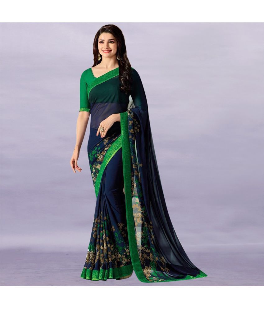     			PHORIA STYLE Pack of 1 Georgette Printed Saree With Blouse Piece ( Green )