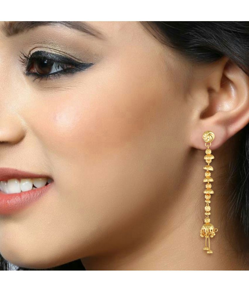     			Vighnaharta Golden Drop Earrings ( Pack of 1 )