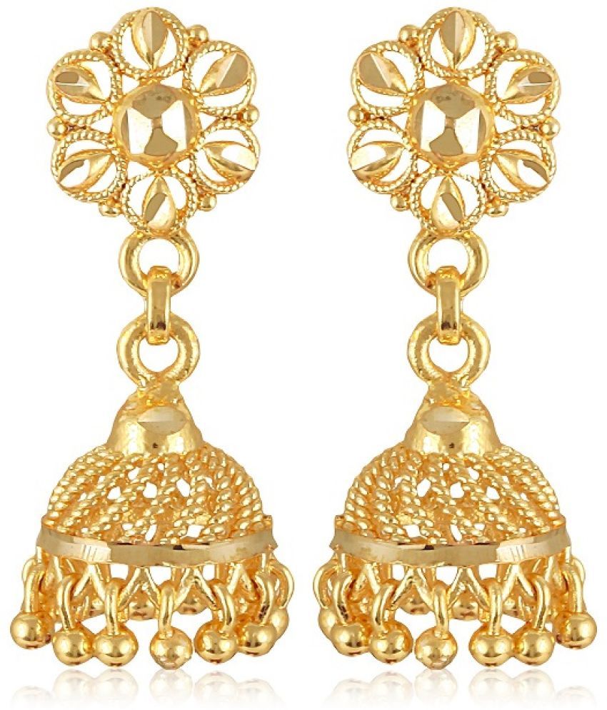     			Vighnaharta Golden Jhumki Earrings ( Pack of 1 )