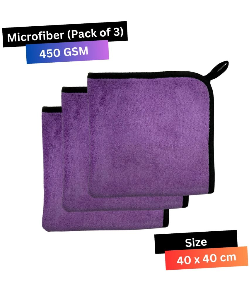     			Chic Wool Purple 450 GSM Microfiber Cloth For Automobile ( Pack of 3 )