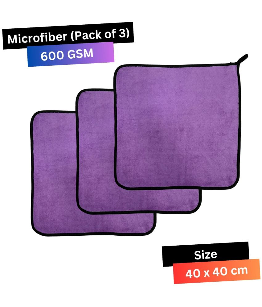     			Chic Wool Purple 600 GSM Microfiber Cloth For Automobile ( Pack of 3 )