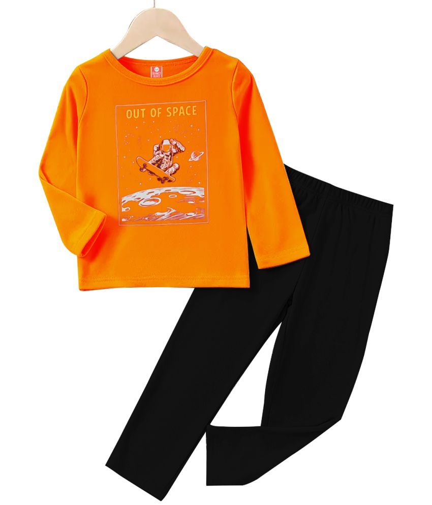     			Detees Pack of 1 Boys Cotton T-Shirts & Pants Set ( Orange )