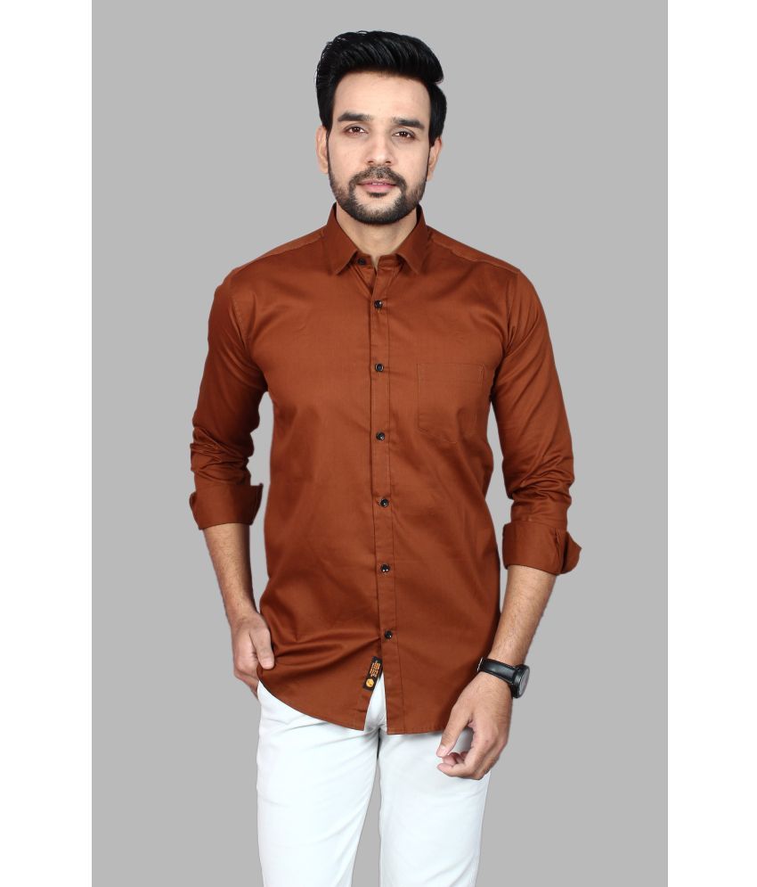     			Fatty Mouse Cotton Blend Regular Fit Full Sleeves Men's Formal Shirt - Brown ( Pack of 1 )