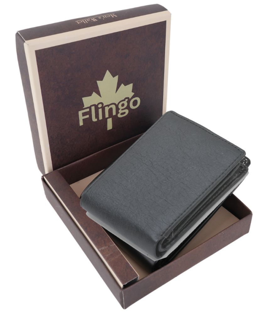     			Flingo Leather Solid Men's Regular Wallet With 5 Slots For Card ( Black , Pack of 1 )