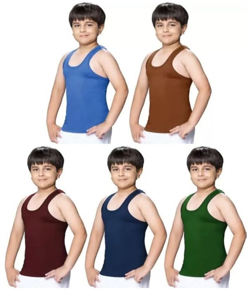     			INNERO Pack of 5 Boys Cotton Vest ( Multicolor )