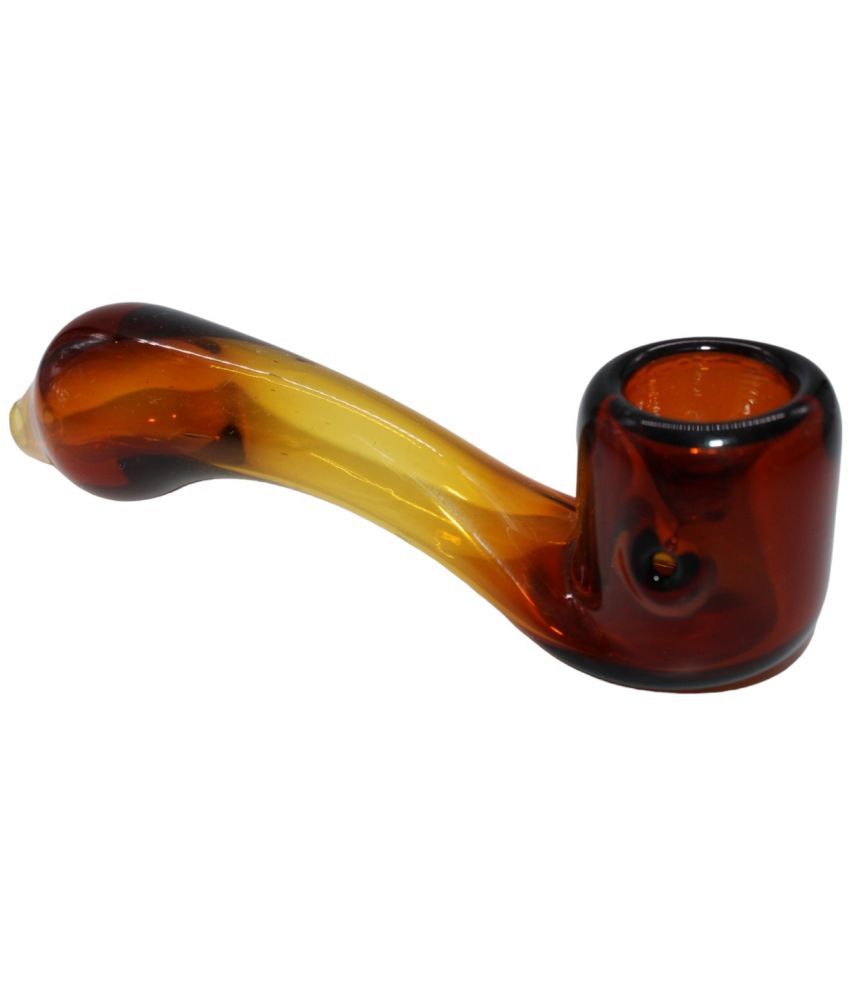     			STRONG BONG Glass Sherlock  Pipe - Amber | Size: 4" (10cms)