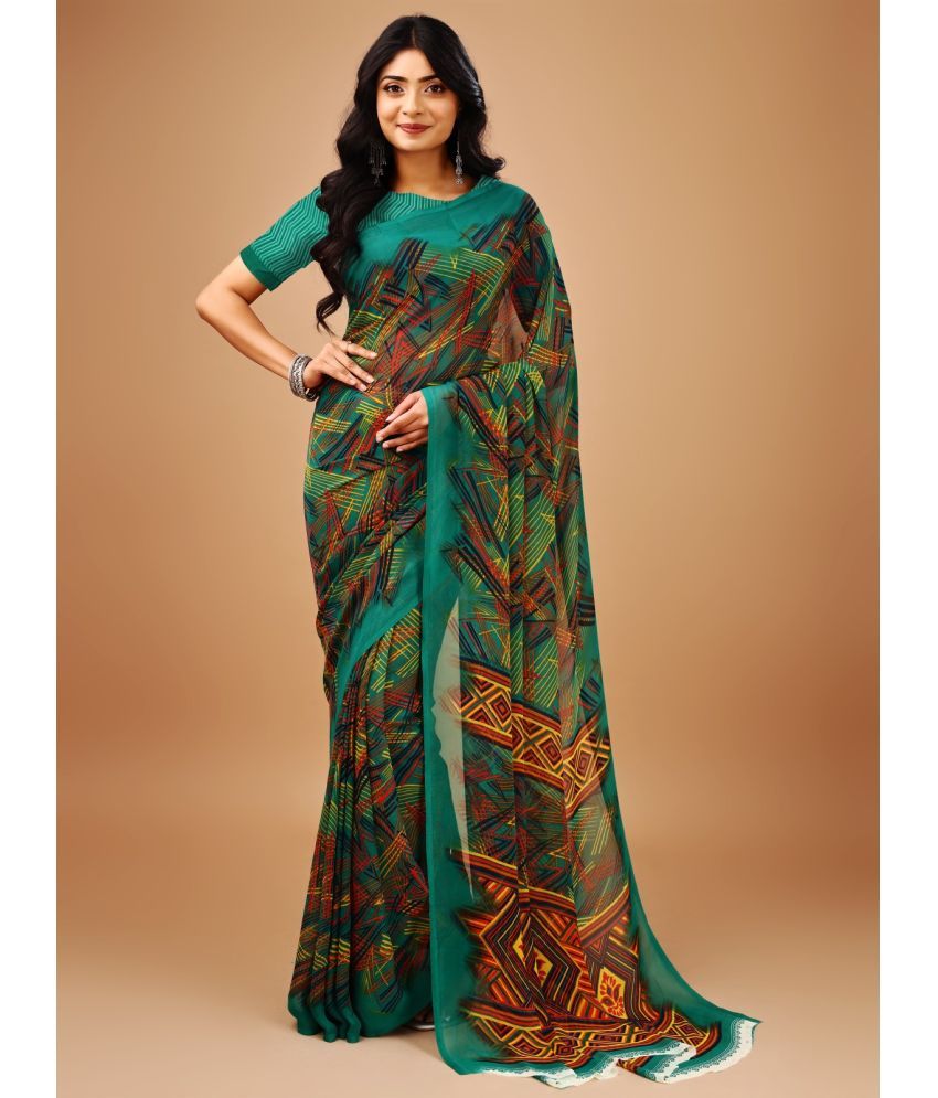     			Vibhagyaa Chiffon Printed Saree With Blouse Piece ( Multicolor , Pack of 1 )