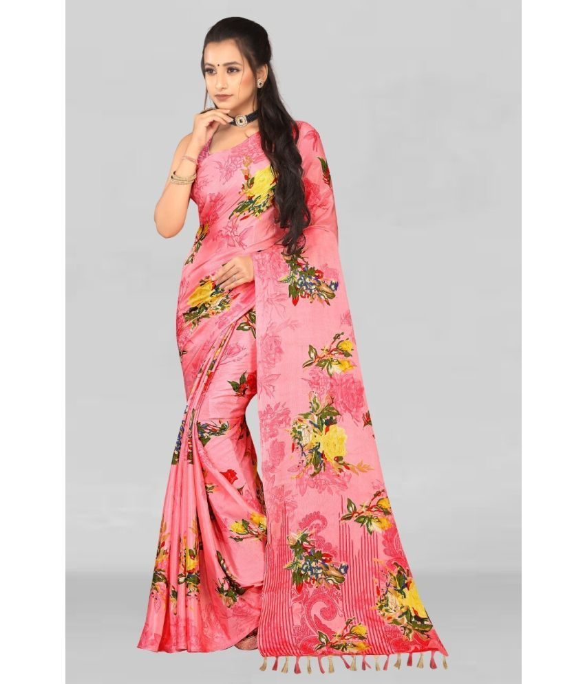     			Vibhagyaa Crepe Embroidered Saree With Blouse Piece ( Pink , Pack of 1 )