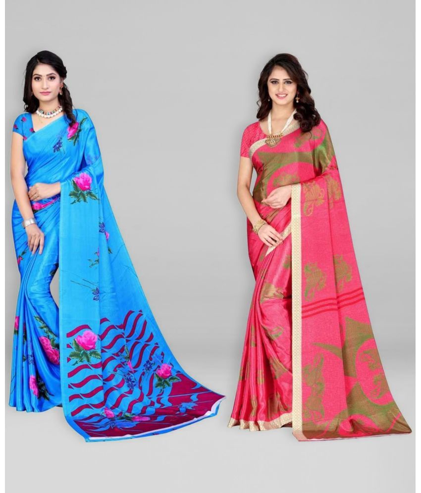     			Vibhagyaa Crepe Printed Saree With Blouse Piece ( Multicolor , Pack of 2 )