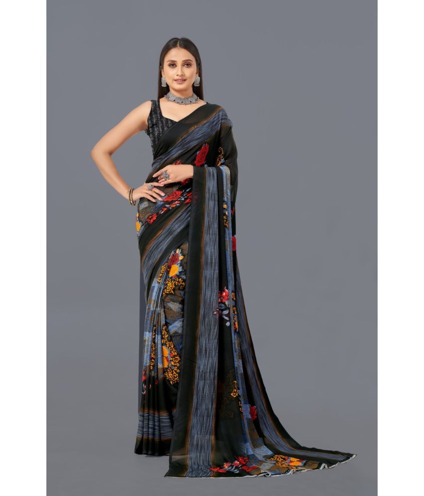     			Vibhagyaa Georgette Embroidered Saree With Blouse Piece ( Blue , Pack of 1 )