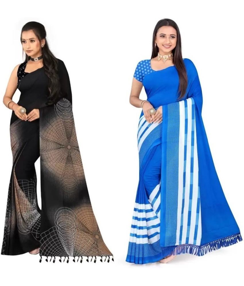     			Vibhagyaa Georgette Embroidered Saree With Blouse Piece ( Multicolor , Pack of 2 )