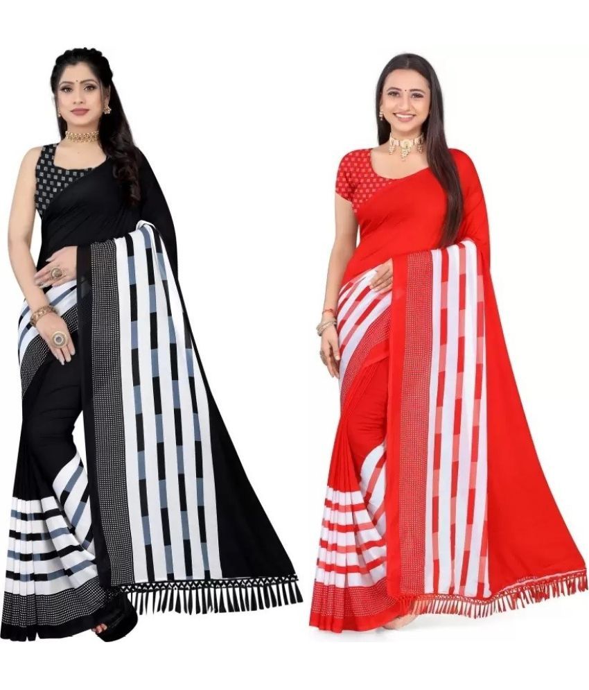     			Vibhagyaa Georgette Embroidered Saree With Blouse Piece ( Multicolor , Pack of 2 )