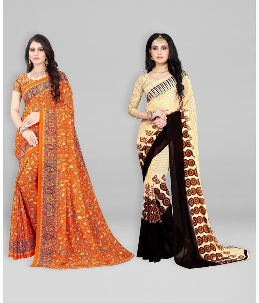     			Vibhagyaa Georgette Printed Saree With Blouse Piece ( Multicolor , Pack of 2 )