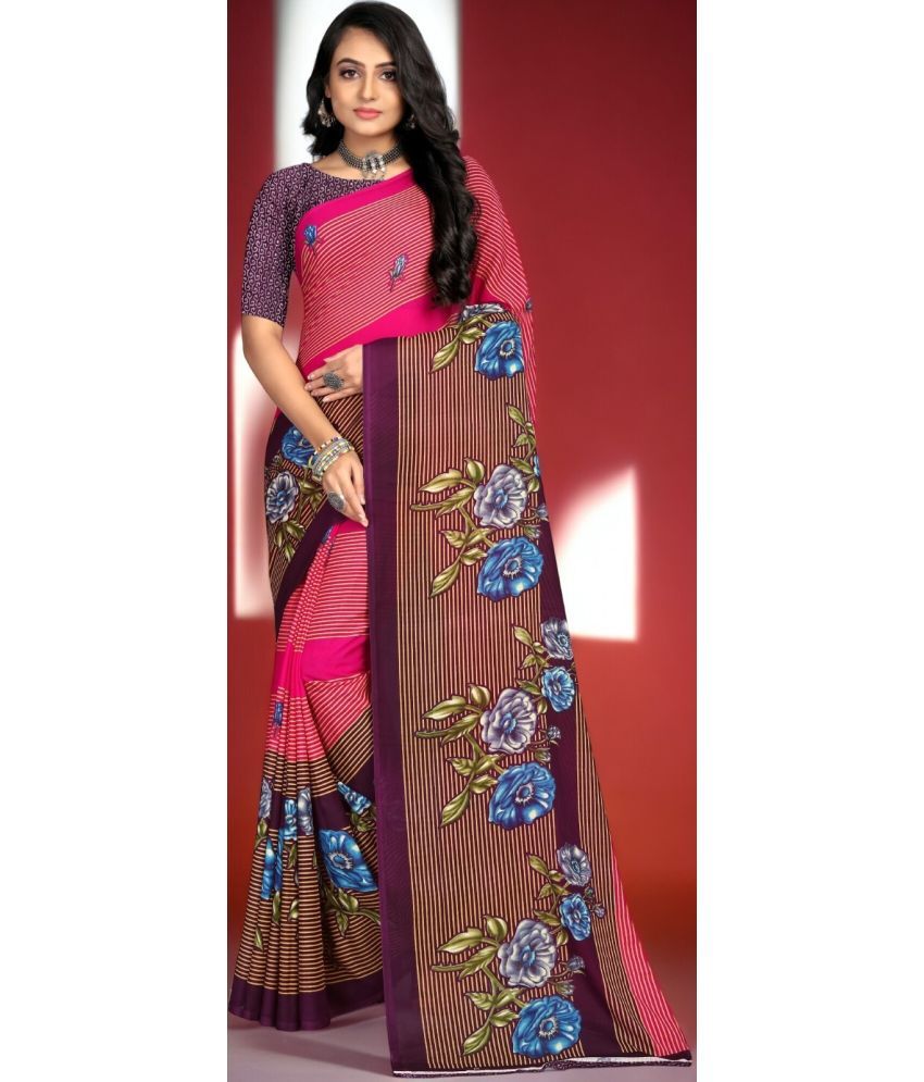     			Vibhagyaa Georgette Printed Saree With Blouse Piece ( Pink , Pack of 1 )