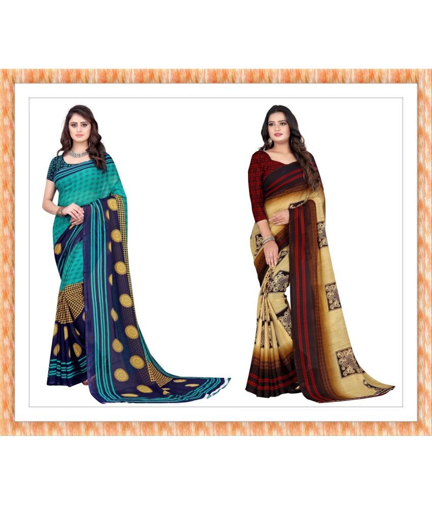     			Vibhagyaa Georgette Printed Saree With Blouse Piece ( Multicolor , Pack of 1 )