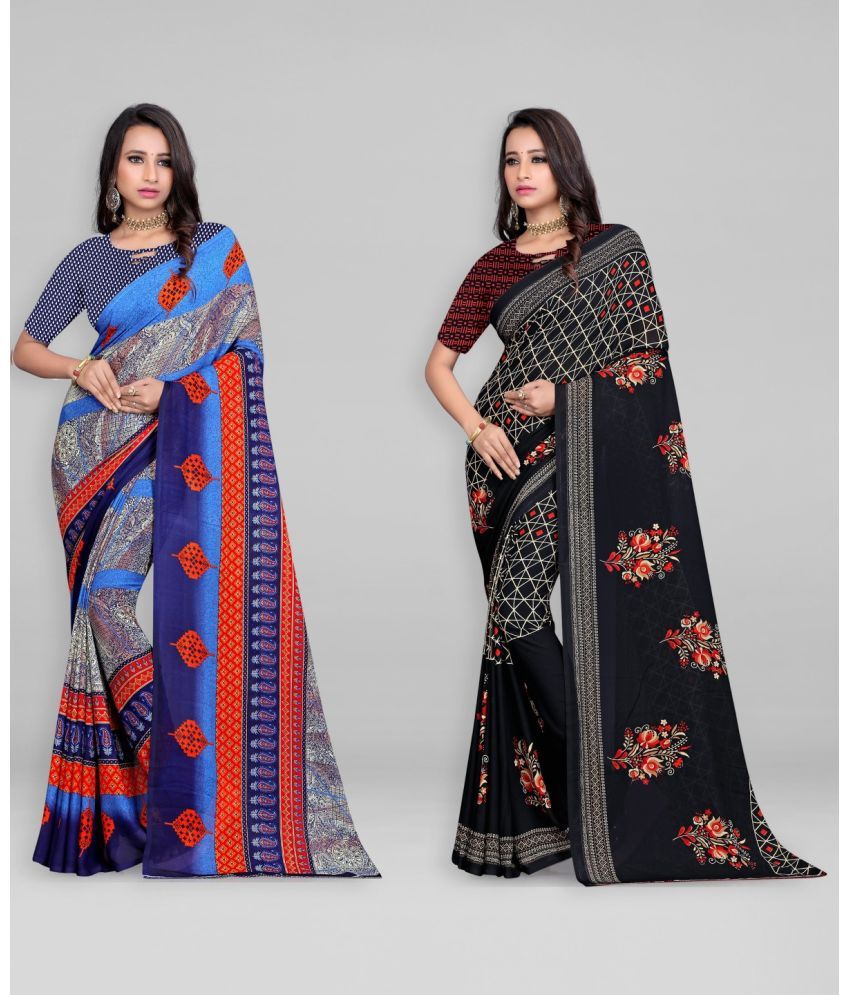     			Vibhagyaa Georgette Printed Saree With Blouse Piece ( Multicolor , Pack of 2 )