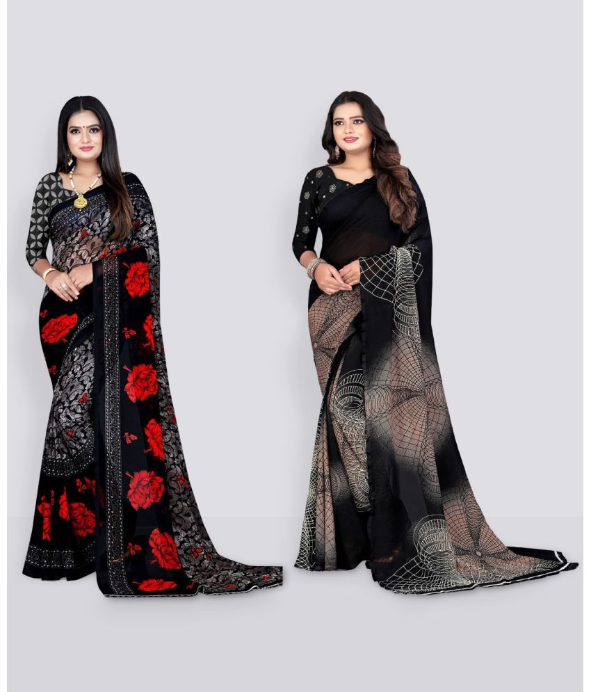     			Vibhagyaa Georgette Printed Saree With Blouse Piece ( Multicolor , Pack of 2 )