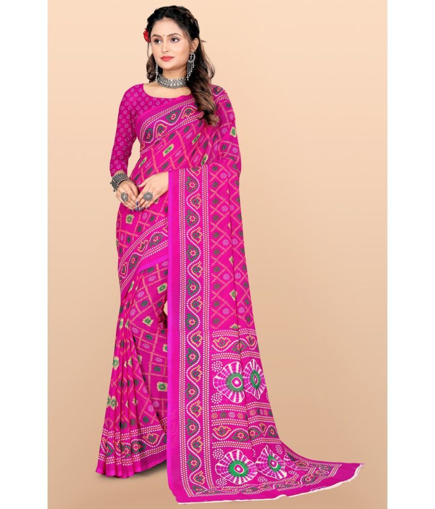     			Vibhagyaa Georgette Printed Saree With Blouse Piece ( Pink , Pack of 1 )