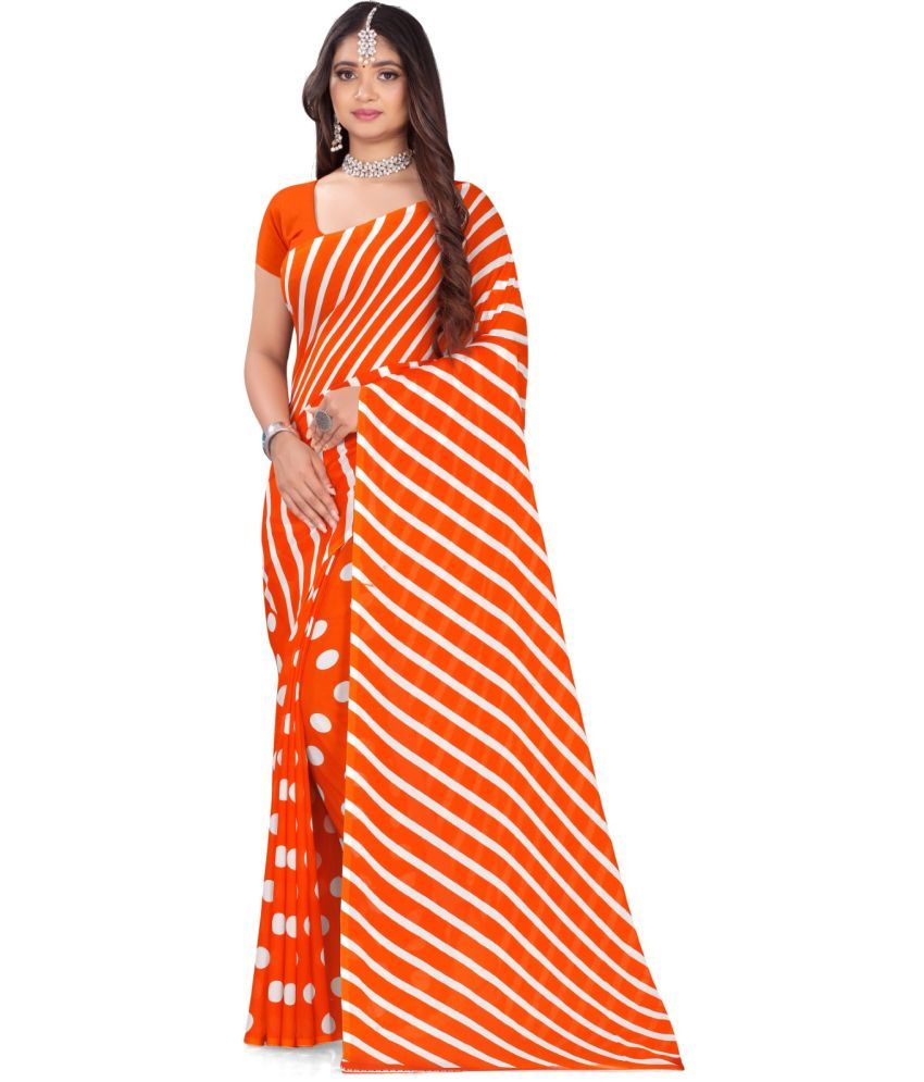     			Vibhagyaa Georgette Printed Saree With Blouse Piece ( Orange , Pack of 1 )