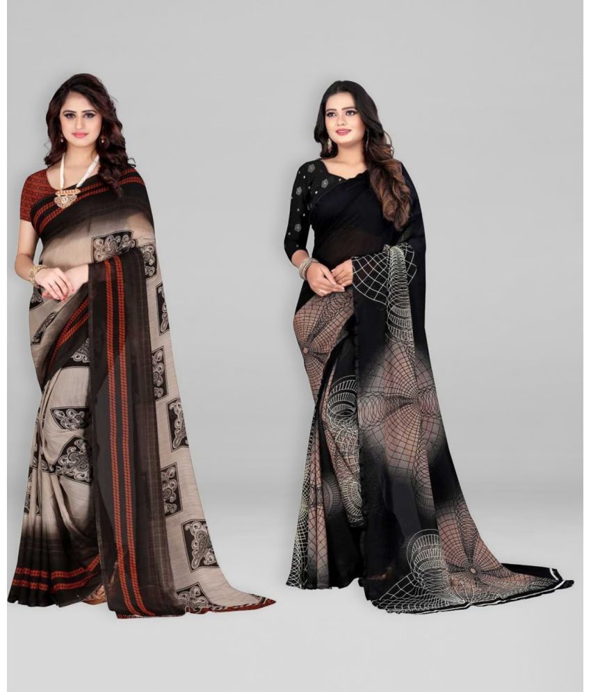     			Vibhagyaa Georgette Printed Saree With Blouse Piece ( Multicolor , Pack of 2 )