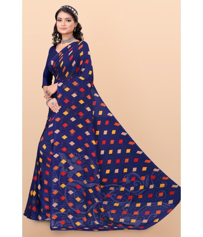     			Vibhagyaa Georgette Printed Saree With Blouse Piece ( Blue , Pack of 1 )