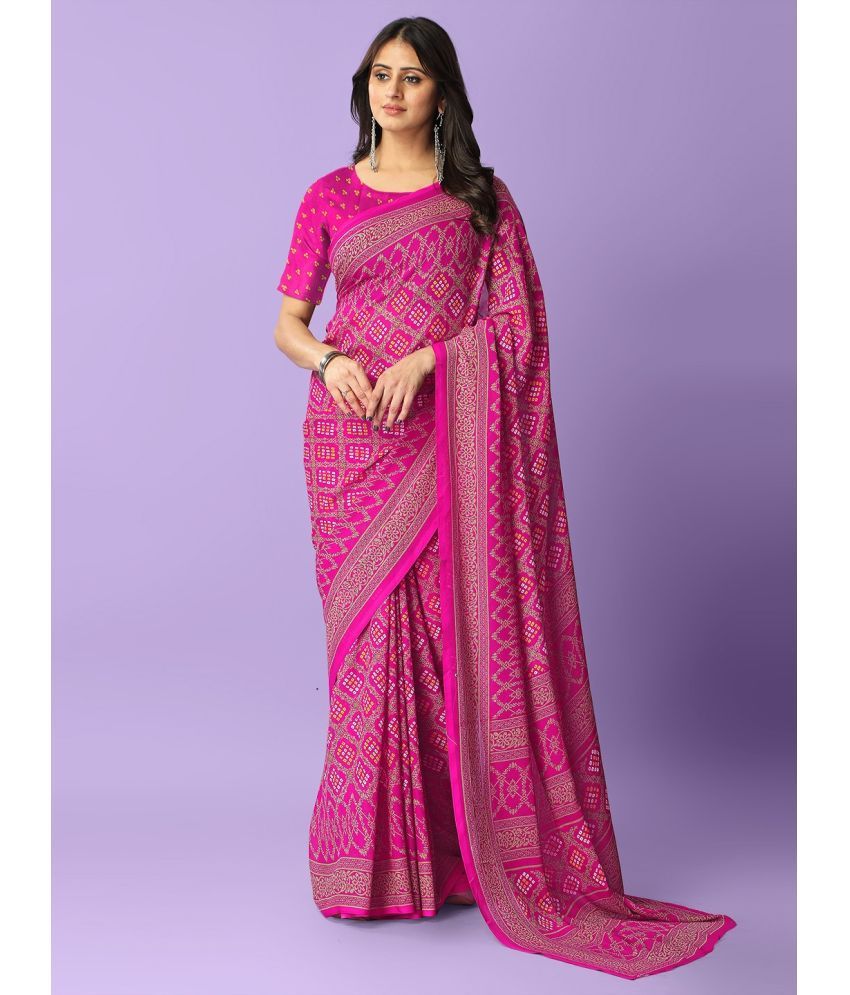     			Vibhagyaa Georgette Printed Saree With Blouse Piece ( Pink , Pack of 1 )