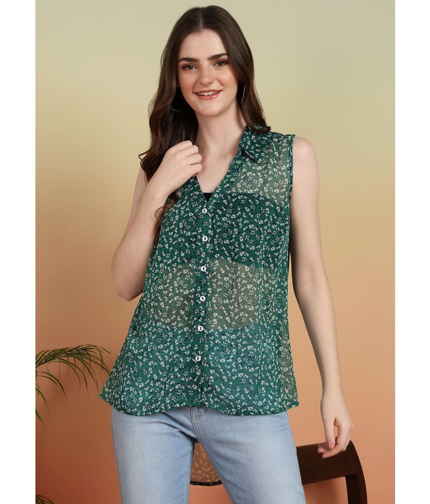     			Yash Gallery Green Chiffon Women's Regular Top ( Pack of 1 )