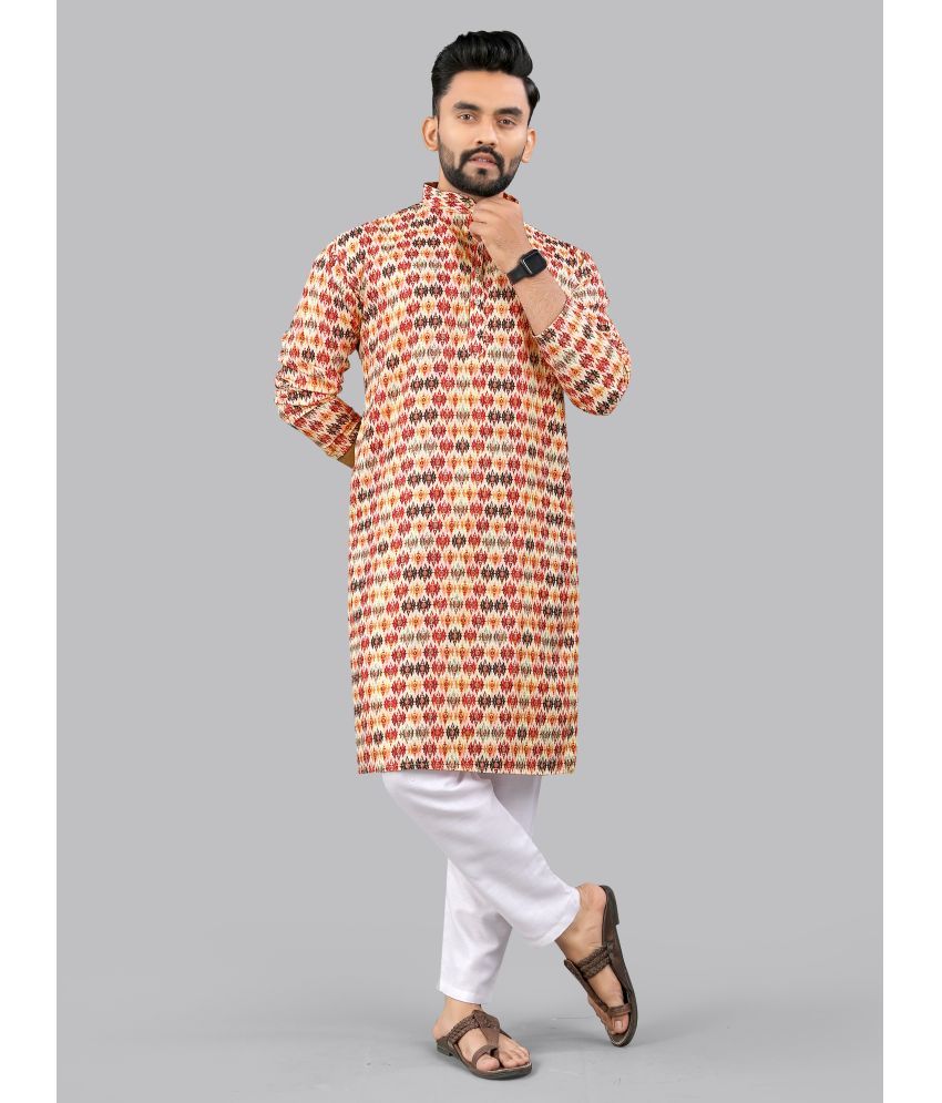     			allan peter Multi Cotton Blend Men's Regular Kurta ( Pack of 1 )