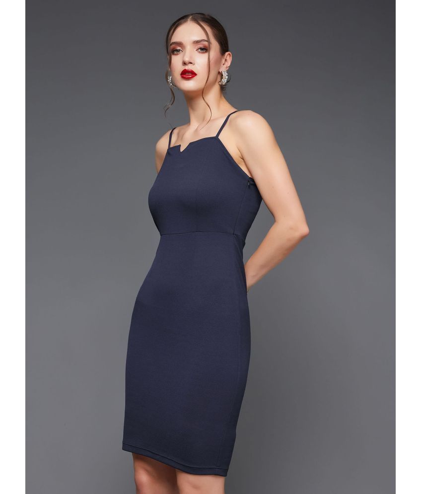     			Miss Chase Polyester Solid Mini Women's Bodycon Dress - Navy Blue ( Pack of 1 )