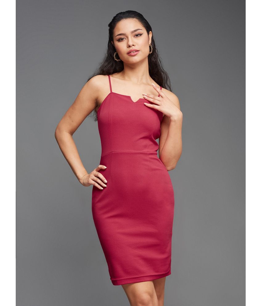     			Miss Chase Polyester Solid Mini Women's Bodycon Dress - Pink ( Pack of 1 )