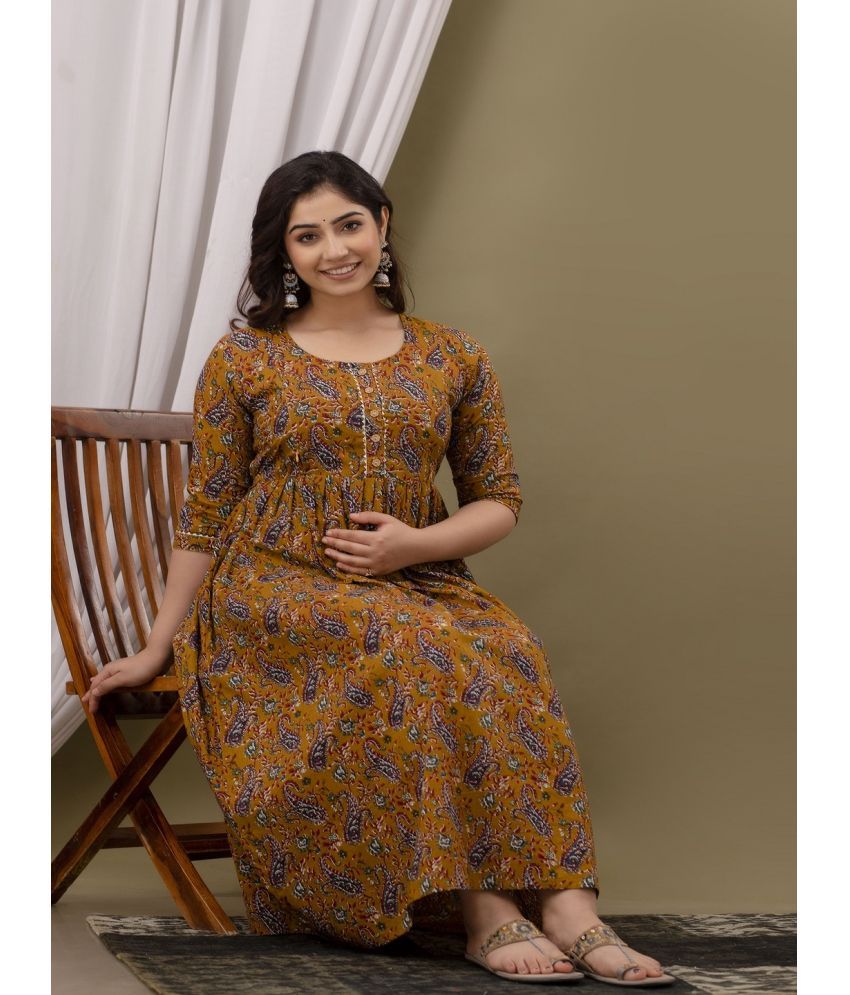     			Nevisha Style Brown Cotton Maternity Kurta Single