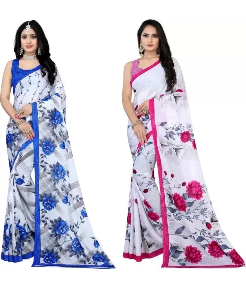     			Vibhagyaa Georgette Printed Saree With Blouse Piece ( Multicolor , Pack of 2 )