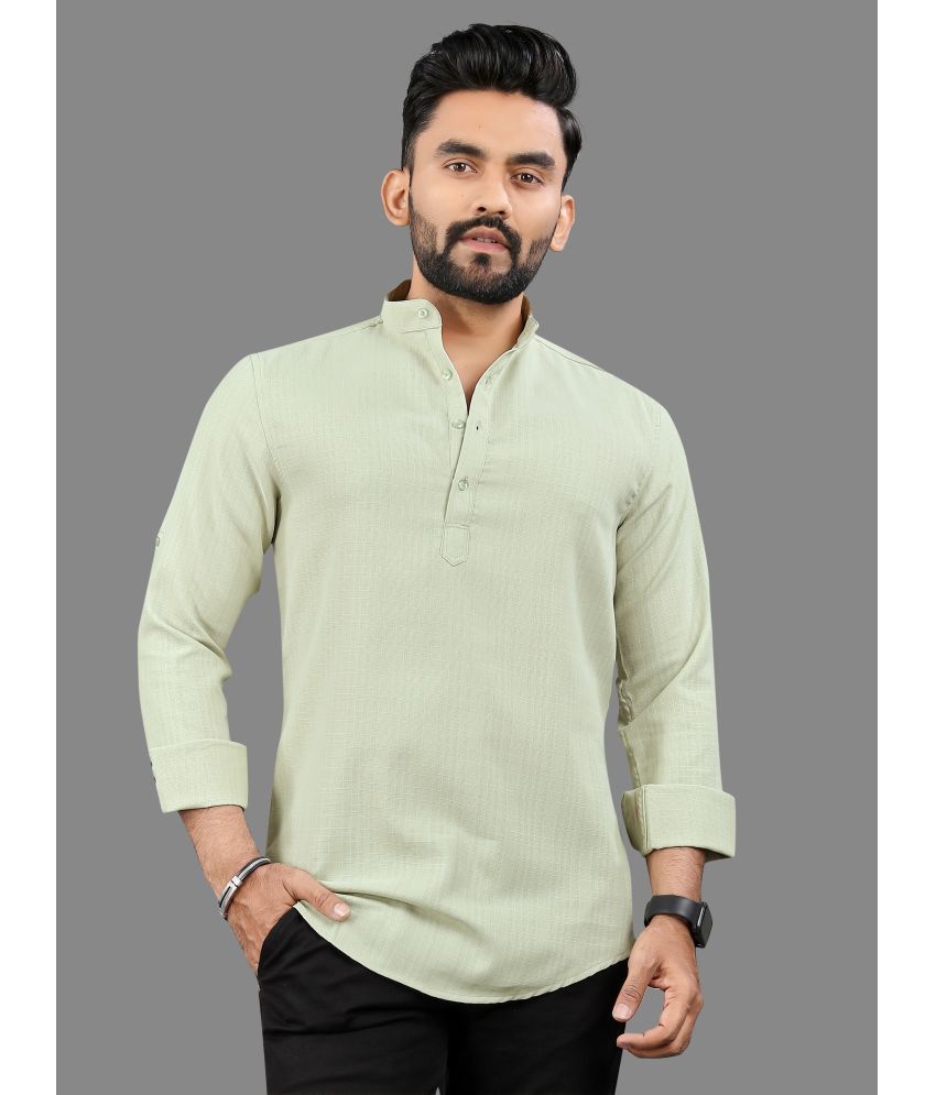     			allan peter Light Green Cotton Blend Men's Shirt Style Kurta ( Pack of 1 )